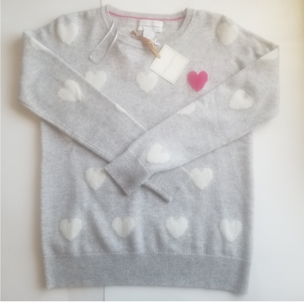 Christian Siriano Gray and Pink Heart Sweater